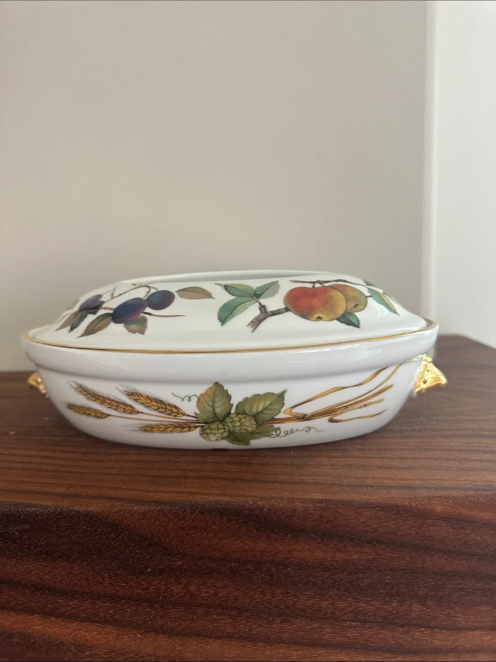 Vintage Royal Worcester Evesham Gold Oval Dish with Lid - Shape 21 Size 3